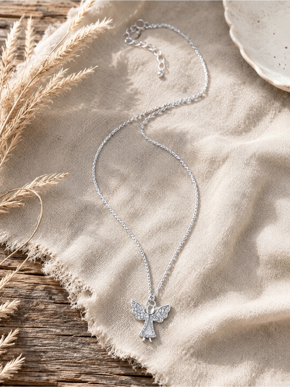 Guardian Angel Silver‎ Tone Necklace
